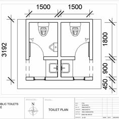 the floor plan for a bathroom with two toilets and a toilet seat on one side