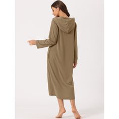 Womens Hoodie Zip Up Closure Pajama Nightshirt Long Sleeve Robe Loungewear with Pocket. This Hoodie Zip Up Nightshirt is the perfect choice for daily wear, or lounging wear at home. Versatile long dress for all occasions! With a loose casual maxi length, zip-up closure, soft fabric, and perfect hoodie design, this robe is everything you need for fully luxurious lounging wear. With a fully zip-up closure, practical pocket, and hoodie design, this nightshirt robe is everything you need for loungin Comfortable Long Sleeve Sleepwear, Comfortable Long Sleeve Hoodie For Lounging, Comfortable Long Sleeve Sleepwear For Winter, Casual Long Sleeve Sleepwear For Sleepover, Comfortable Lounging Hoodie, Fall Long Sleeve Lounging Sleepwear, Green Long Sleeve Sleepwear For Fall, Casual Long Sleeve Sleepwear For Bedtime, Oversized Fall Sleepwear For Lounging