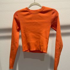 Long Sleeve, Stretchy, Tint Snag (Last Picture), New Without Tag (Nwot) Orange Ribbed Crew Neck Top, Fitted Orange Ribbed Top, Sincerly Jules, Ibiza Outfits, Orange Long Sleeve, Sincerely Jules, Long Sleeve Crop, Long Sleeve Crop Top, Color Orange