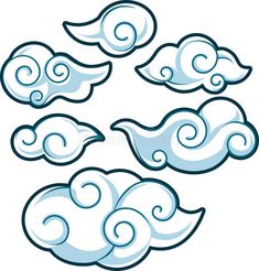 clouds in the sky with swirls and waves on white background stock photo - image