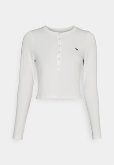 Abercrombie & Fitch Top s dlhým rukávom - white Long Sleeved Top, Birthday List, Shirt White, Long Tops, T Shirt Top