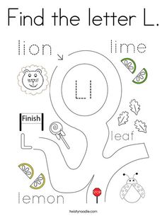 find the letter l worksheet for kids to learn how to write and draw