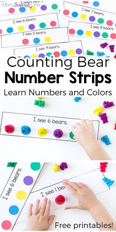 counting bear number strips for learning numbers and colors with free printables to practice counting