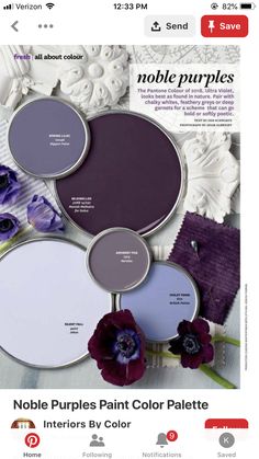 an article in the magazine about purples is shown with pantone's colors