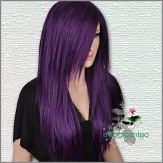 deep purple hair...in love Long Purple Hair, Hair Color Purple, Funky Hairstyles, Grunge Hair, Crazy Hair, Love Hair