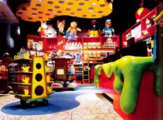 the interior of a toy store with lots of toys