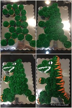 cupcakes made to look like a dinosaur