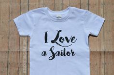 I LOVE A SAILOR, I LOVE A SOLDIER  Hey, I found this really awesome Etsy listing at https://www.etsy.com/listing/398579831/i-love-a-sailor-bodysuit-or-shirt Military Kids, Military Branches, Navy Baby, A Soldier, Care Packages, Military Family, I Love A, Love A