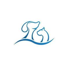 a dog and cat are in the water logo design, animal logos, pet shop logo,