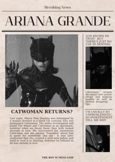 the front page of an article about catwoman returns