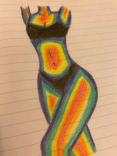 a drawing of a woman's body in different colors