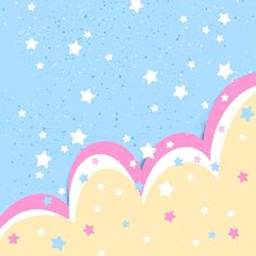 an abstract background with stars and clouds in pastel blue, pink, yellow and white