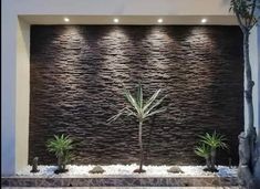 Stone Tv Wall, Modern Boundary Wall, Tv Wall Design Ideas, Compound Wall Design, Wall Design Ideas, Garden Wall Designs, Front Wall Design, Boundary Wall