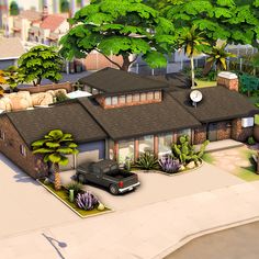 Yellow Gen House Sims 4, Manzanita Terrace Sims 4, Sims 4 Lounge Lot Ideas, Ts4 Oasis Springs, 80s House Layout, Sims 4 Del Sol Valley Apartments, Sims4 Layout, Sims 4 Retro House, Sims 4 Del Sol Valley House