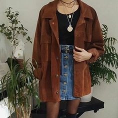 Mode Hippie, Look Retro, Brown Jacket, 가을 패션, Mode Inspiration, Looks Vintage, Retro Outfits