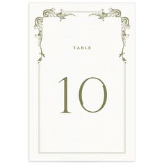 a table number card with an ornate frame