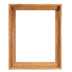 an empty wooden frame on a white background