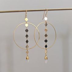 Moonstone Points on Brass Diamond Chain in Brass Hoops 3 Sizes Available - Etsy Rutilated Quartz Necklace, Golden Quartz, Gold Sunburst, Portland Me, Beaded Jewlery, Brass Hoops, Creating Jewelry, Diamond Chain, Earring Patterns