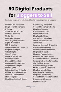 the top 50 digital products for bloggers to sell