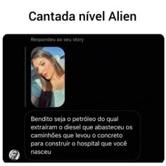 a text message with the caption'cantada nivel alien '