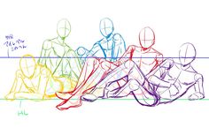 a line drawing of three people sitting on the ground with their backs turned to one another