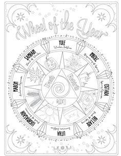 Pagan Coloring Pages, Coloring Book Of Shadows, Wicca Book Of Shadows, Witch Coloring Pages, Wiccan Crafts, The Wheel Of The Year, Book Of Shadow, Wicca Witchcraft