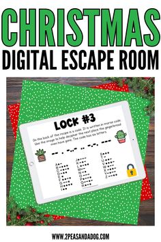 the christmas digital escape room with text overlay