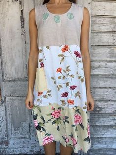 Sleeveless Linen Dress, Vintage Midi Dresses, Printed Casual Dresses, Mid Length Skirts, Loose Dress, Fashion Colours, Sewing Clothes