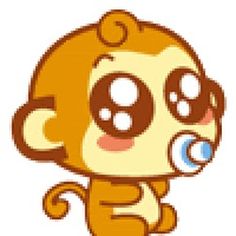 a cartoon monkey holding a pacifier in its mouth