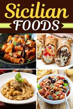 the top ten italian foods are shown in this collage with text overlays