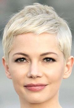 Ice Blonde Pixie, Ice Blonde Pixie Haircut, Michelle Williams Pixie, Cute Pixie Haircuts, Shortish Hair