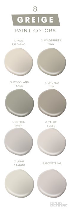 some white paint colors with the words, behr paint you can never have