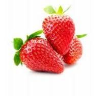 two strawberries with leaves on white background