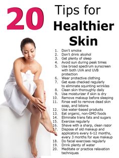 20 tips for healthier skin. #health #fitness #exercise #tips #yoga #beauty #weight #fit #skin Healthier Skin, Healthy Skin Tips, Healthy Glowing Skin, Younger Looking Skin, Healthy Skin Care, Clean Skin, Beautiful Skin, Skin Health