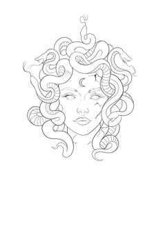 a drawing of a woman with snakes on her head