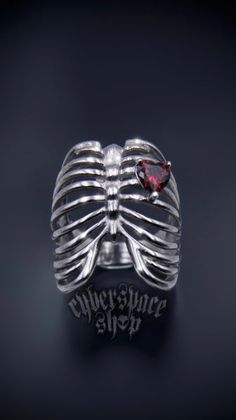 RIBCAGE RING Rib Cage Ring, Goth Rings Aesthetic, Alt Rings, Emo Rings, Strange Rings, Goth Rings, Goth Ring, Red Ring, Edgy Jewelry