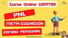 a woman standing next to a man in front of a yellow background with the words pnl meta - conficion cambio personal