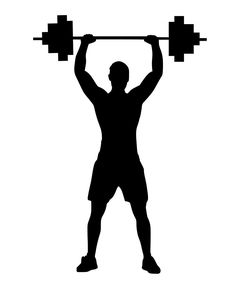 a man lifting a barbell with one hand and the other arm behind his head