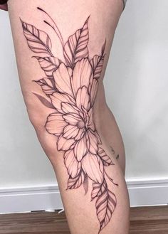 Side Of Knee Flower Tattoo, Bend Of Leg Tattoo, Floral Side Knee Tattoo, Bent Knee Tattoo, Feminine Calf Tattoo, Colored Leg Tattoo, Leg Sleeve Tattoos Women, Wing Tattoo On Leg, Side Of Leg Tattoos Women