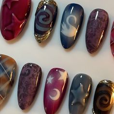 mazzy star nails*ੈ✩‧ Witch Nails, Chrome Nail Art, Plaid Nails, Mazzy Star, Blue Inspiration, Star Nails, Nails Inspo, Almond Nails, Fake Nails