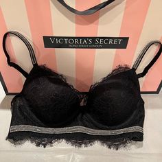 Never Worn - Black Victoria’s Secret Lace Rhinestone Bra Size 34 B. Tags Still On It Affordable Black Victoria's Secret Bra, Elegant Victoria's Secret Lace Bra, Victoria Secret Black Bra, Victoria's Secret Black Seamless Bra, Victoria's Secret Black Lace Bra, Rhinestone Bra, Bond Street, Bra Sizes, Victoria’s Secret