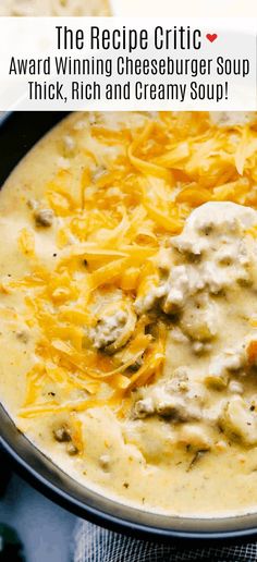 the recipe for this creamy cheesy soup is so good it's ready to be eaten