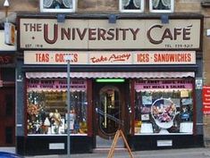 the university cafe is located on the corner of this street