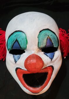 This is a clown mask for anyone for any occasion  This mask is a full face mask yarn for hair and hand painted Clown Mask, Full Face Mask, A Clown, Costume Masks, Costume Mask, The Clown, Full Face, Costume Accessories, Face Mask