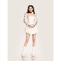 Age: 18-24 years oldSize: S M LPattern: Solid colorStyle: CommutingCommute: LadyWaist type: High waistJacket: PulloverColor classification: cream white cardiganSleeve type: OtherCombination form: single pieceSKU: X23Q6661Skirt type: Cake skirtSeason: SpringYear Season: Spring 2023Sleeve length: sleevelessSkirt length: Short skirtStyle: SlingMaterial composition: Other materials Bow Sleeve Dress, Mini Bow, White Princess, Online Gambling, Dolce E Gabbana, Kpop Fashion Outfits, Fancy Outfits, Performance Outfit, Stage Outfits