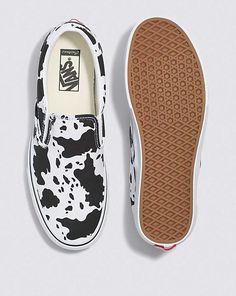 Customs Cow Print Slip-On White Canvas Vans Slip-on Sneakers, Vans White Canvas Slip-on Sneakers, White Cotton Slip-on Sneakers, Cow Print Converse, Van Shoes, Vans Shoes Women, Cute Vans, Cowboy Shoes, Checkered Vans