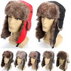 Description                                                              Unisex Winter Trapper Aviator Trooper Earflap Warm Russian Ski Hat Fur Bomber Features: Condition:100% Brand new and Good quality Mens Womens trapper style hat Fashionable hat with faux fur lining Great warm in winter Ear flaps with fastening chin strap Outer:Cotton, Lining: 100% Polyester, Fur: 100% Polyester High qualiy, non-shedding. It can be used in parties, masquerades, home, streets, schools, etc. Specifications: Mat Russian Hat, Ear Flap Hats, Aviator Hat, Ski Hat, Ski Cap, Outdoor Cap, Trapper Hats, Ski Hats, Winter Cap