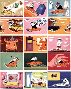 an image of cartoon characters in different scenes