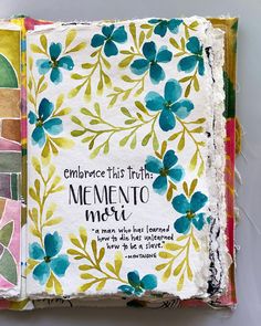 an altered book with flowers and words on it's cover, which reads remembrance this truth