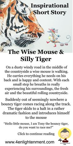 the wise mouse and silly tiger story is shown in this poster for children's literature